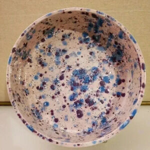 Vintage Pink Blue Purple Spongeware Art Pottery Bowl Planter
